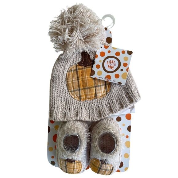 Little Me 0-6 Month Infant My 1st Harvest Knit Hat & Bootie Set NWT - Picture 2 of 5